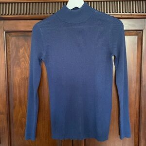 Pendleton 70%silk Women’s Rib Mock Neck Pullover Sweater in slate blue Size S P